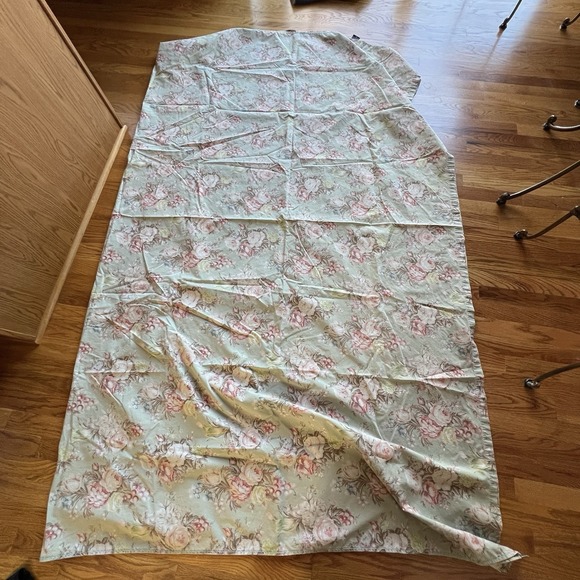 Ralph Lauren Charlotte IV Green Floral Flowers Shabby Queen Flat Sheet Cottage - Picture 6 of 10